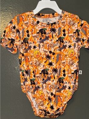 BAMBOO Orange Tropical Popsicle Print Baby One-Piece Bodysuit
